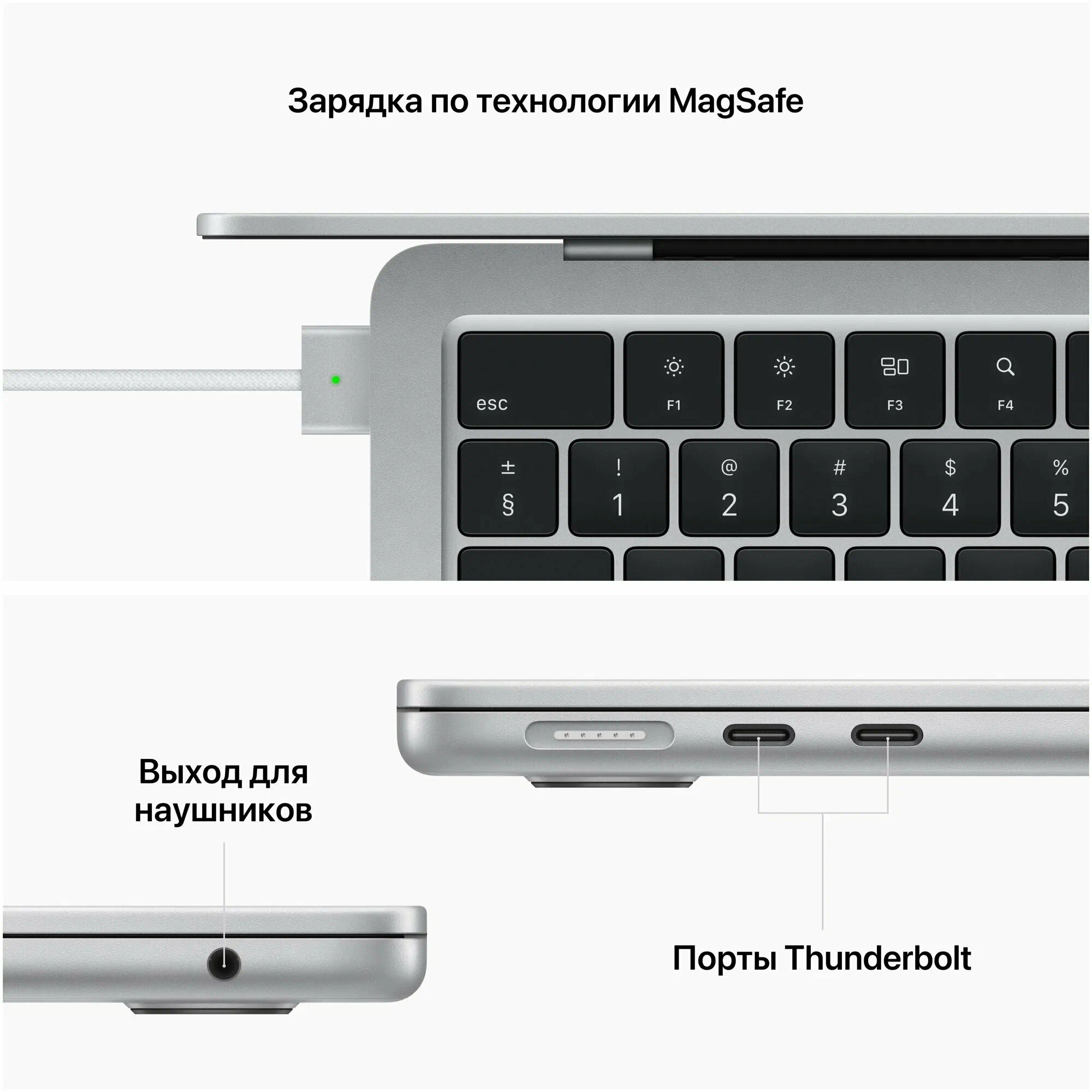 Apple MacBook Air 13 2022 M2 RAM 8ГБ, SSD 256ГБ, macOS, silver (MLXY3), русская клавиатура (гравировка) изображение 3