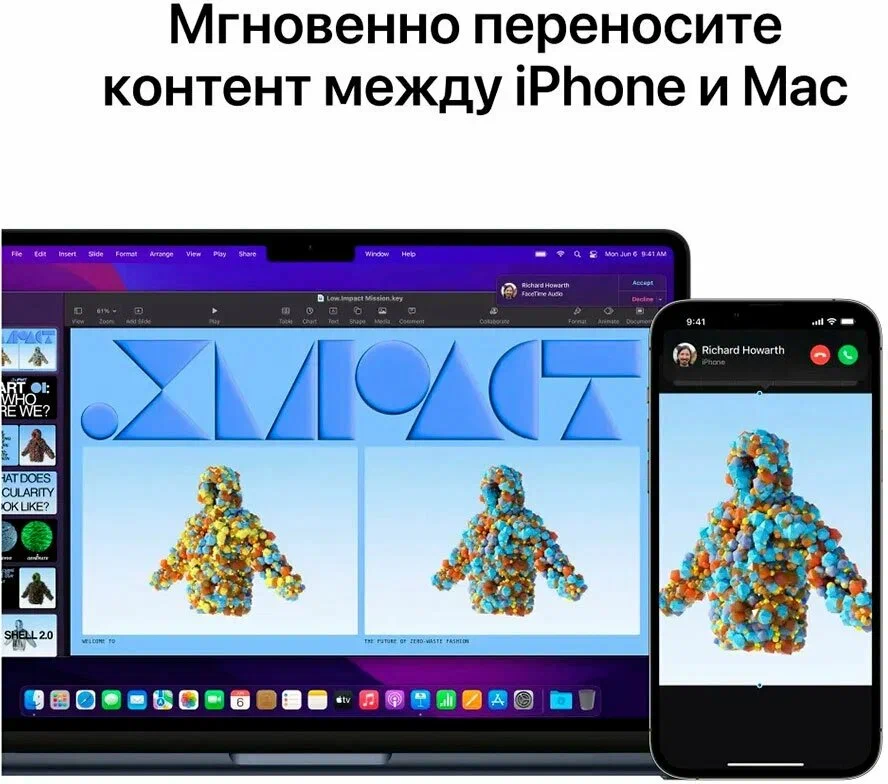 Apple MacBook Air 13 2022 M2 RAM 8ГБ, SSD 256ГБ, macOS, silver (MLXY3), русская клавиатура (гравировка) изображение 7