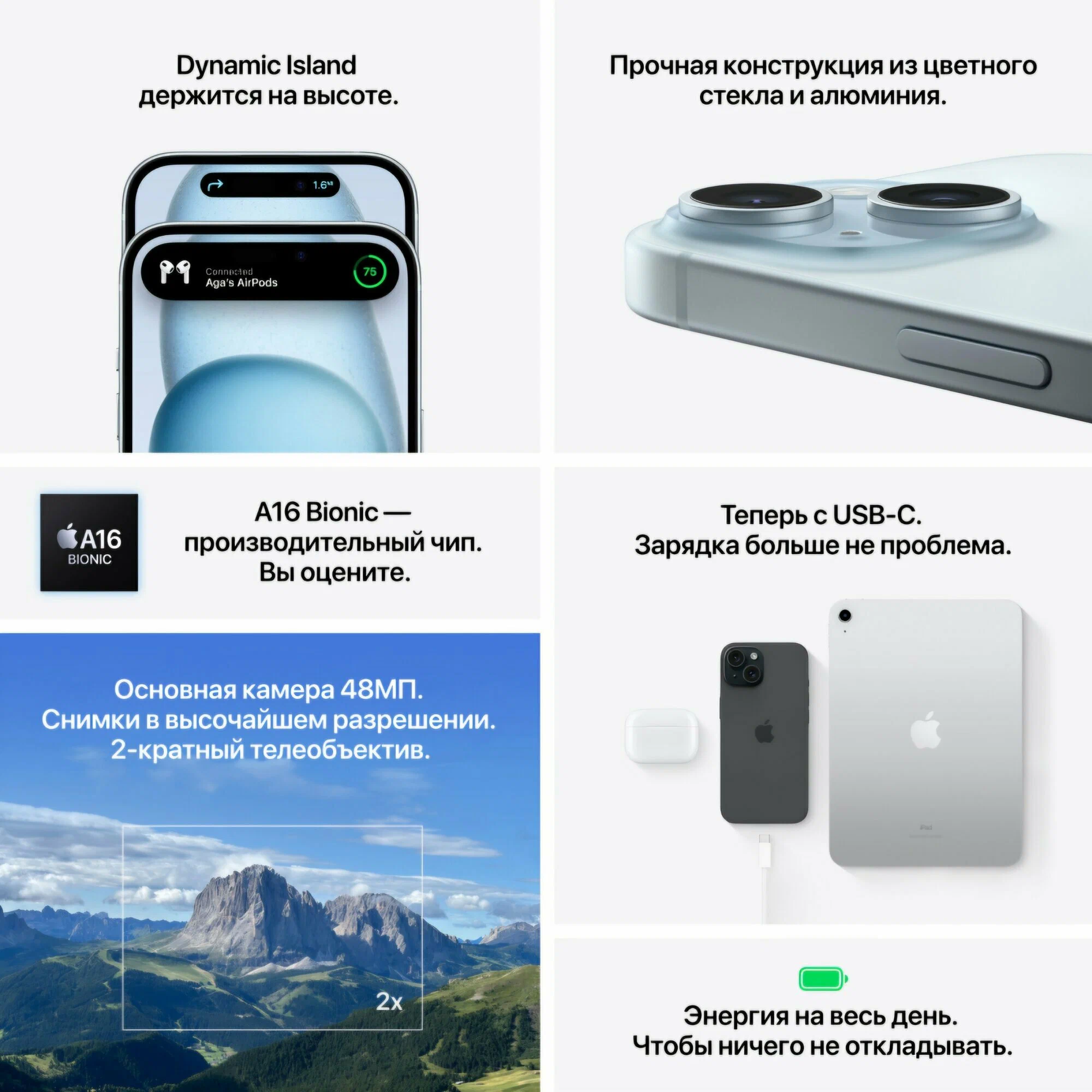 Смартфон Apple IPhone 15 Plus A16 Bionic 256Gb Black (Черный) EU изображение 7