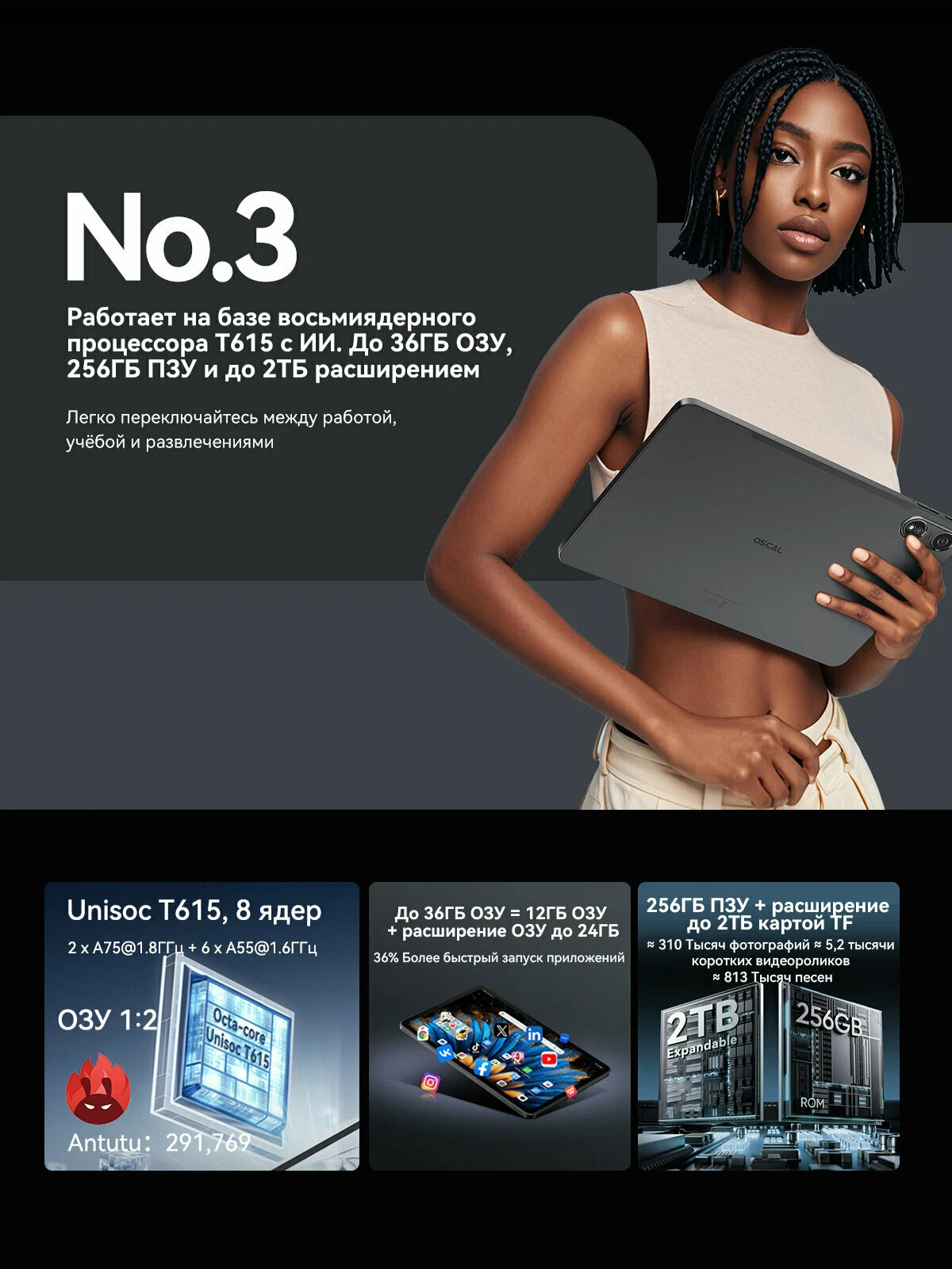 Планшет Blackview OSCAL PAD100 12+24/256Gb Dual nano-sim Grey (Серый) изображение 8