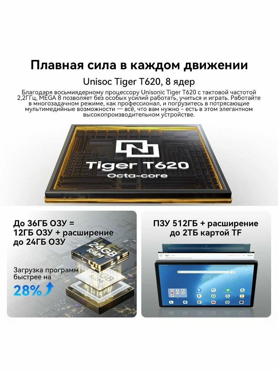 Blackview Mega 8 13" LTE 12+24/256Gb (Unisoc Tiger T620) Space Grey (Серый) изображение 8