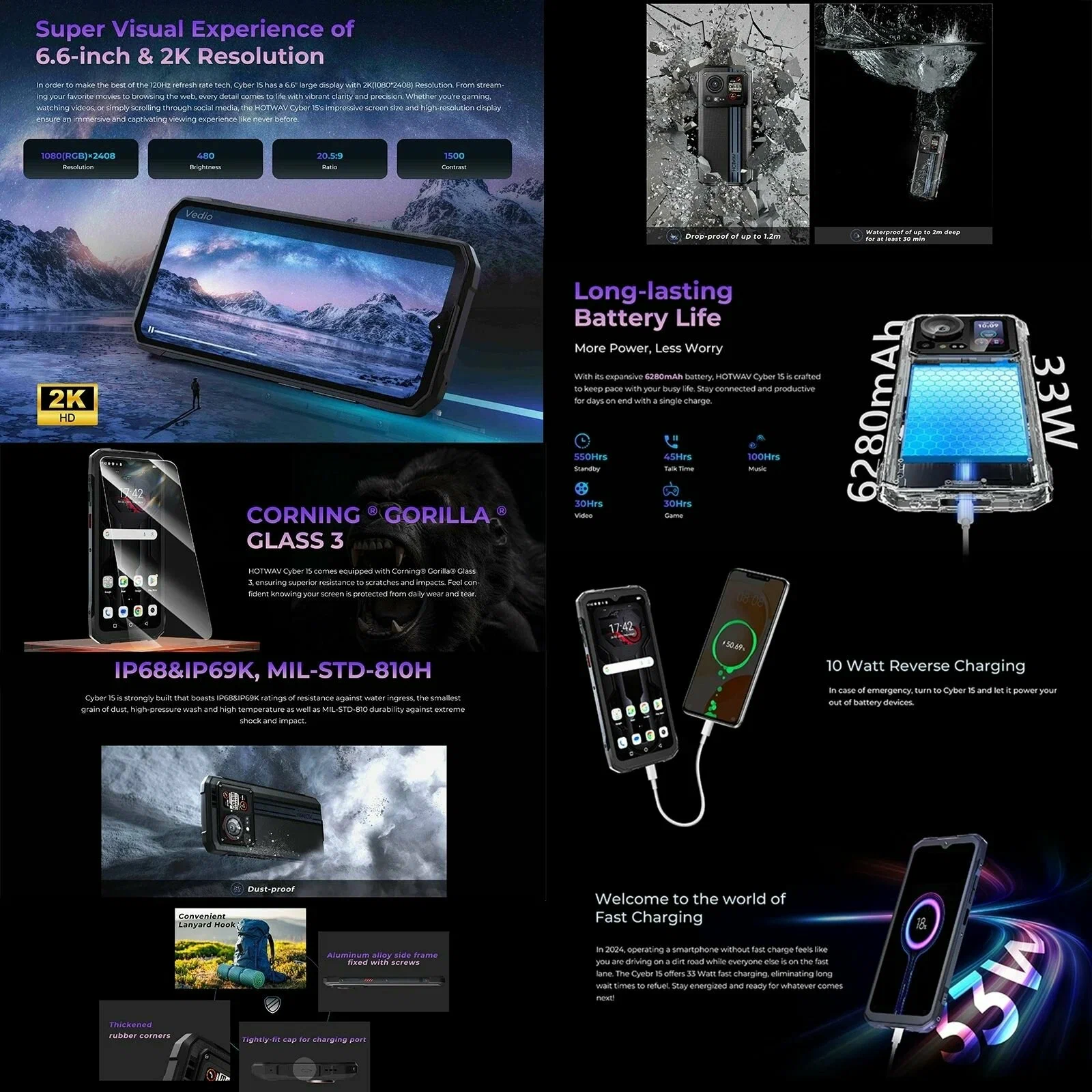 Защищенный смартфон HOTWAV Cyber 15 12+12/256Гб, Bronzed Gold, 200 MP, 6.6" FHD + 120 Гц, Ночная камера. Гарантия 1 год. изображение 9