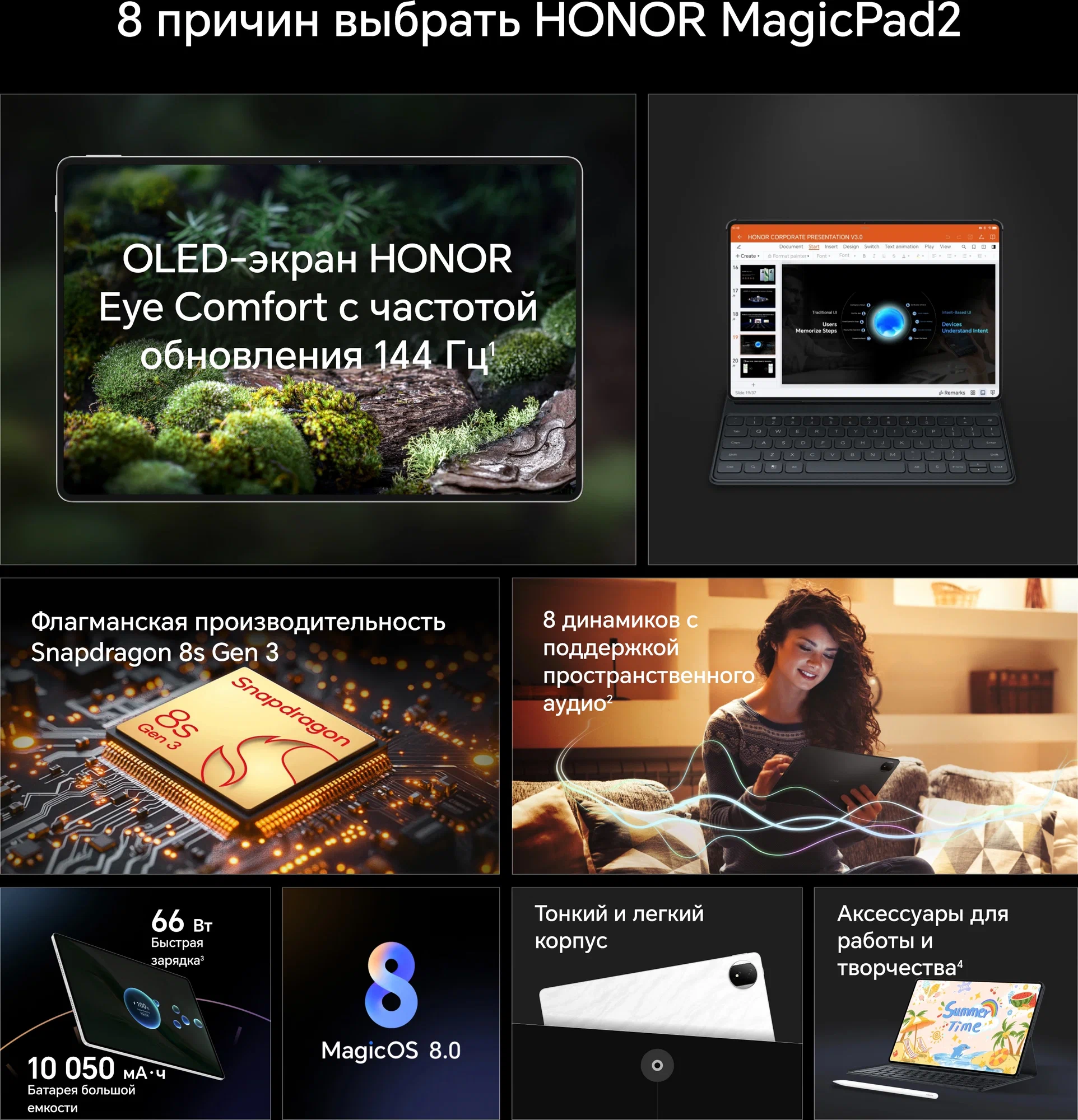 12.3" Планшет HONOR MagicPad2 (2024), 12/256 ГБ, Wi-Fi, Android 14, черный изображение 10